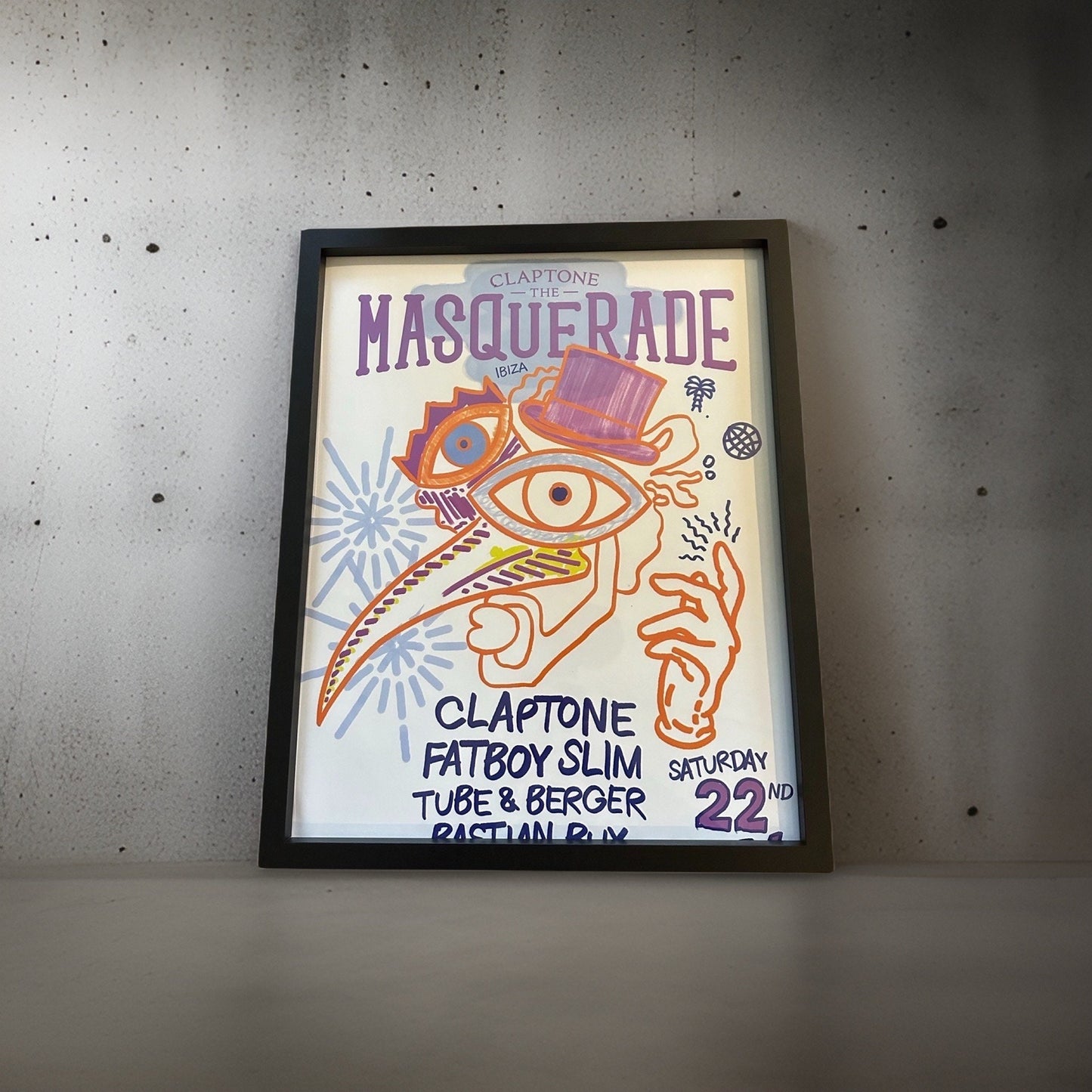 Masquerade ~ Genuine Official Pacha Ibiza Framed Dj Artwork Travel Poster | Luxury Black Frame