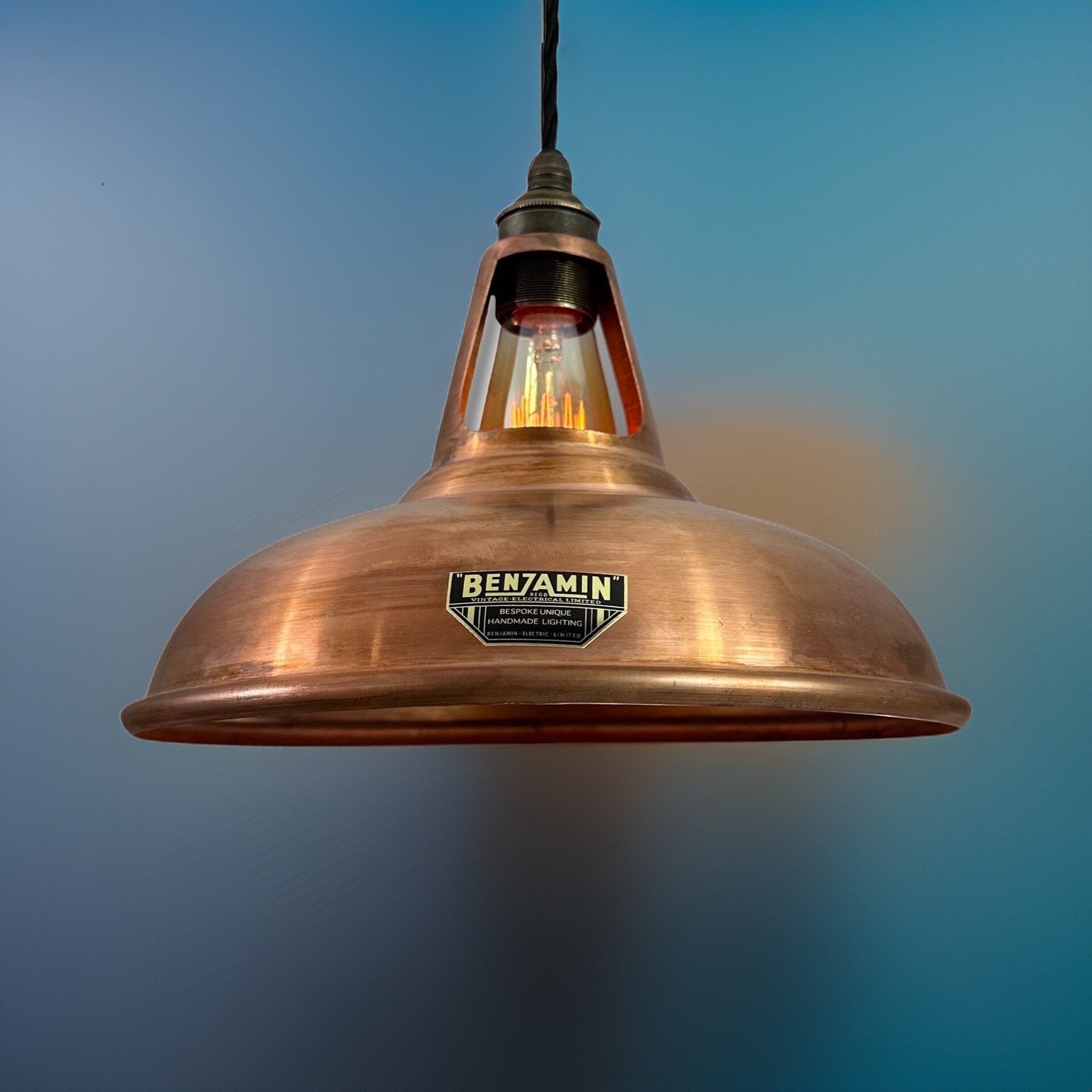 Cawston ~ Antique Copper Lampshade Slotted Design Pendant Ceiling Light ~ 11 Inch