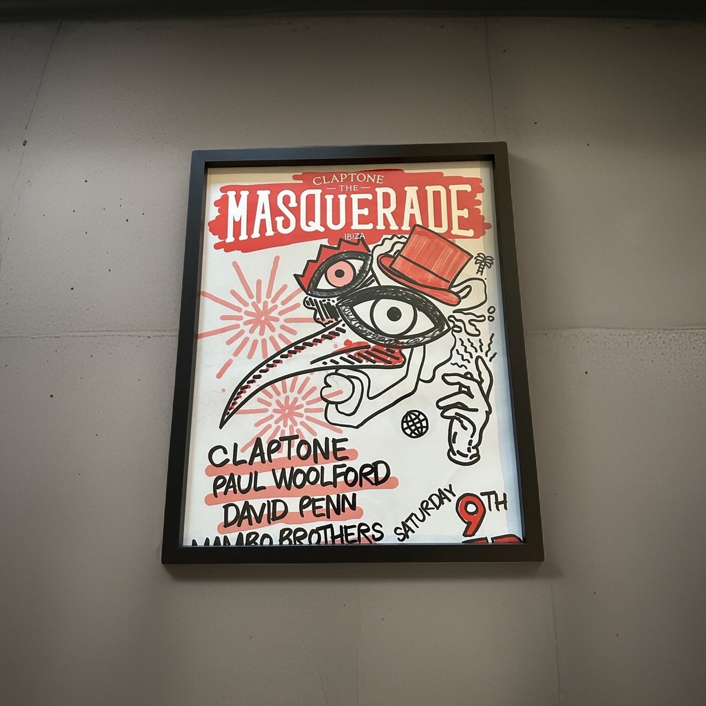 Masquerade ~ Genuine Official Pacha Ibiza Framed Dj Artwork Travel Poster | Luxury Black Frame