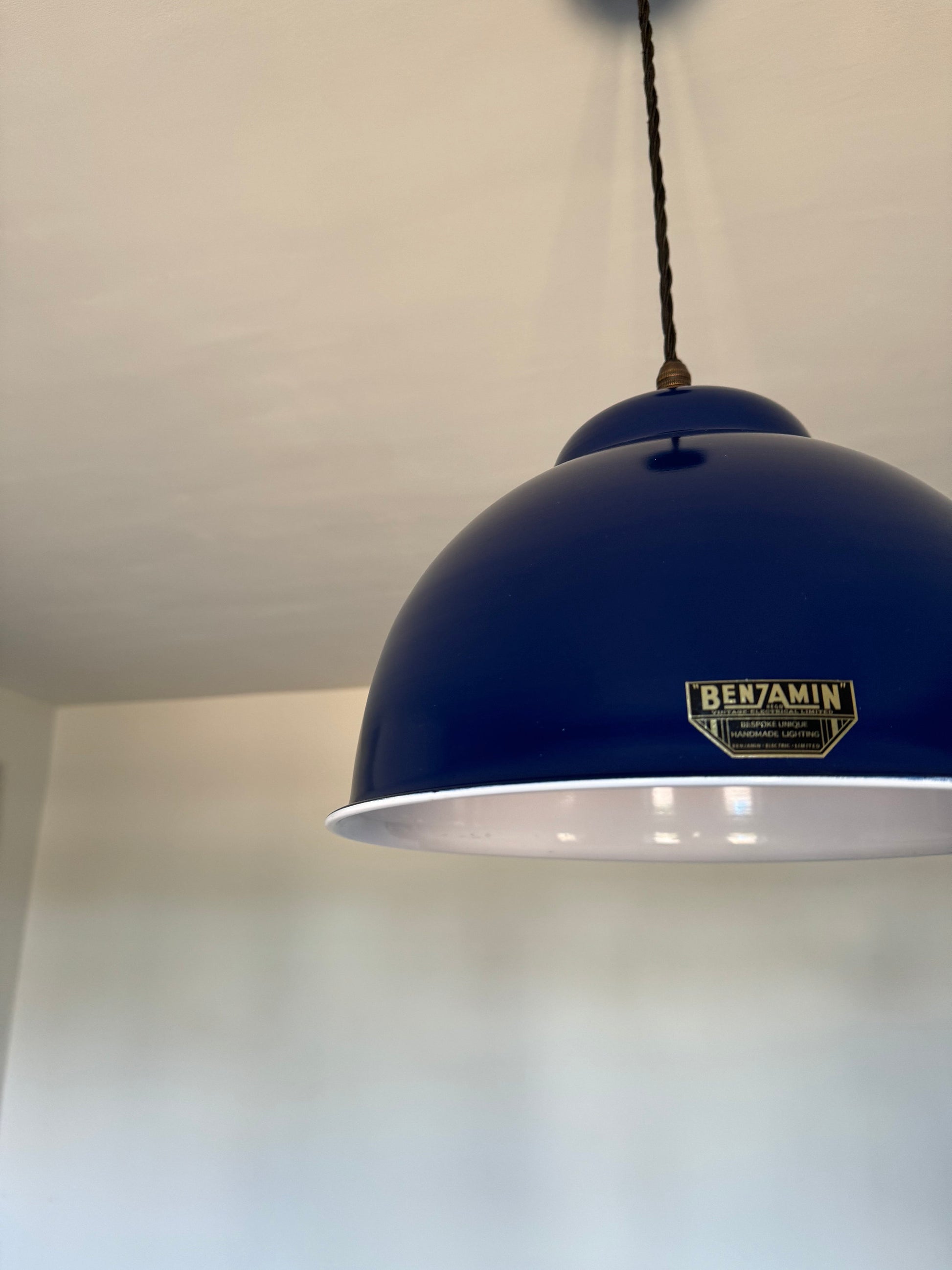 Morley XL ~ Navy Blue Solid Steel Shade Pendant Set Light ~ 13 Inch