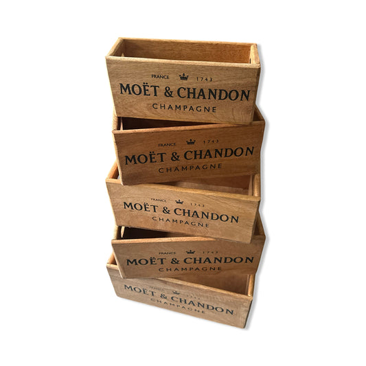 Storage Wooden Boxes Moët & Chandon Champagne Crates Natural Finish