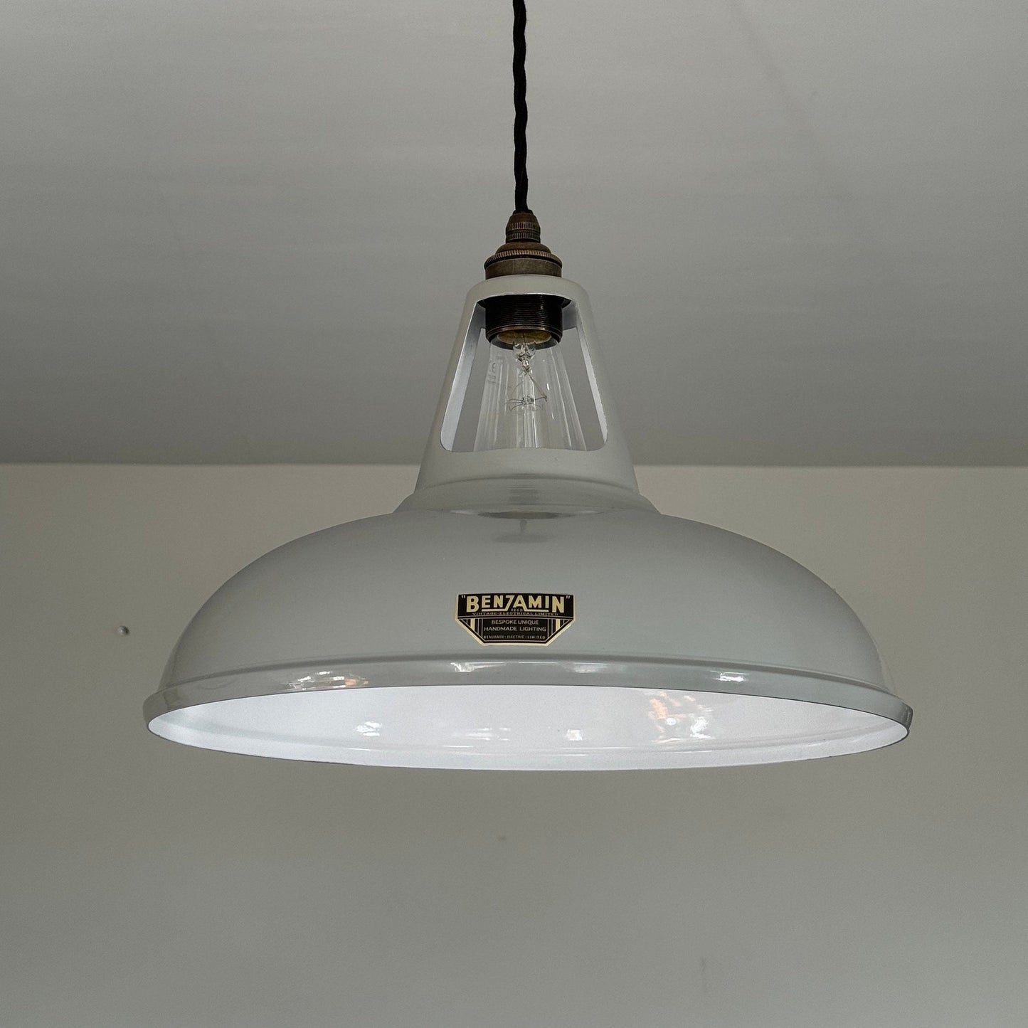 Cawston XL ~ Grey Solid Shade 1932 DesignPendant Set Light | Ceiling Dining Room | Kitchen Table | Vintage Filament Bulb 14 Inch