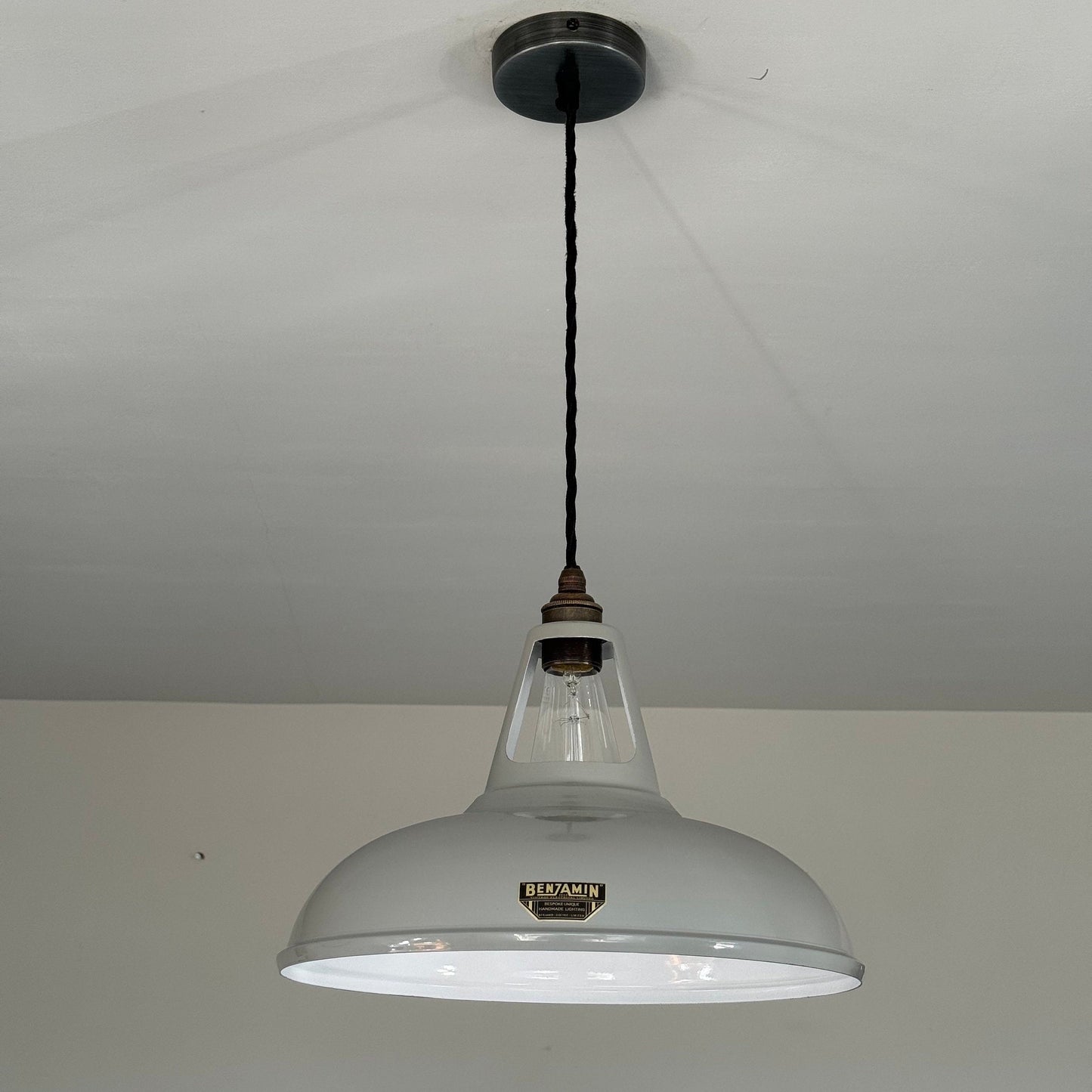 Cawston XL ~ Grey Solid Shade 1932 DesignPendant Set Light | Ceiling Dining Room | Kitchen Table | Vintage Filament Bulb 14 Inch