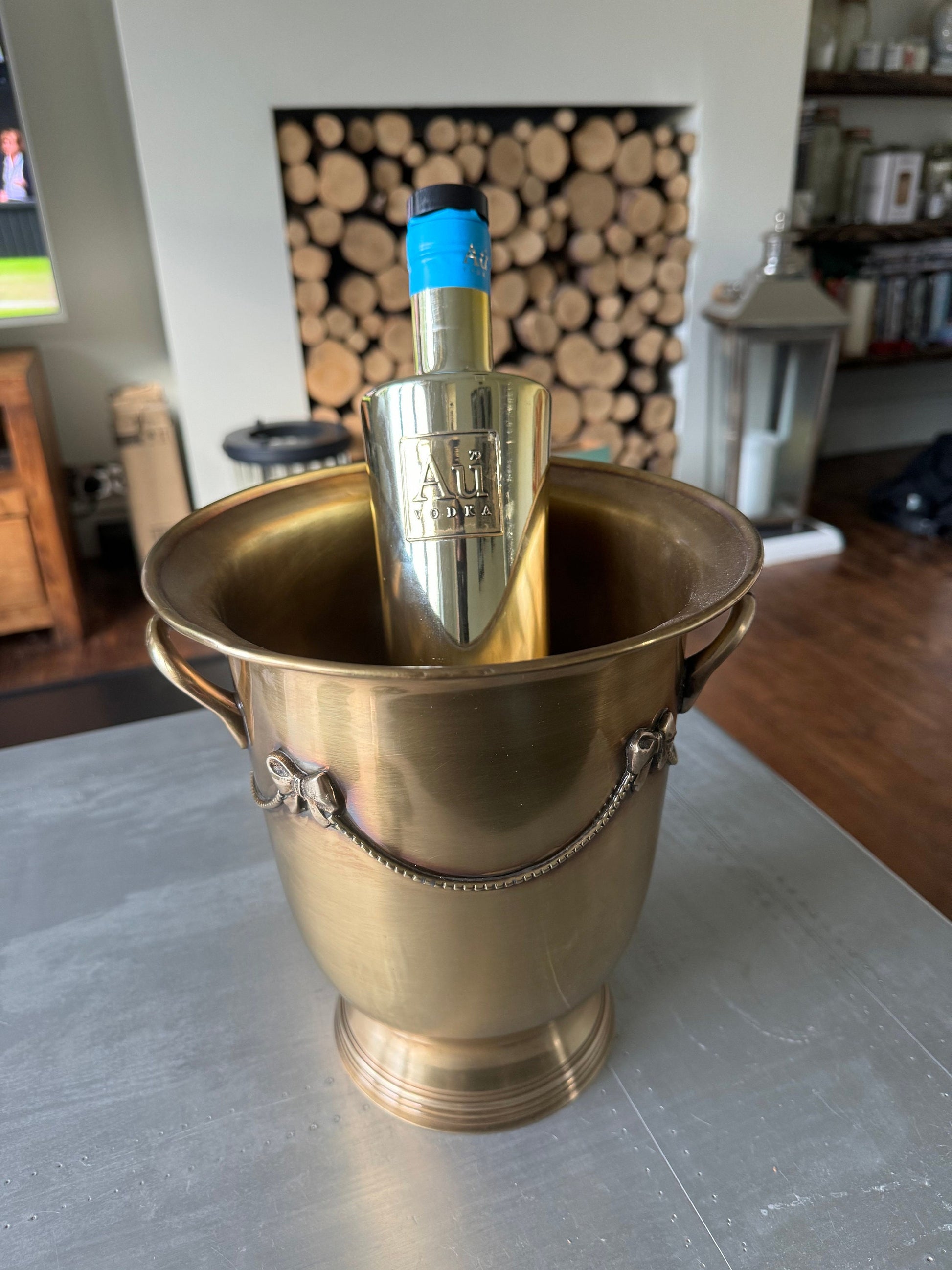 Solid Antique Brads Champagne Ice Bucket | Wine Cooler