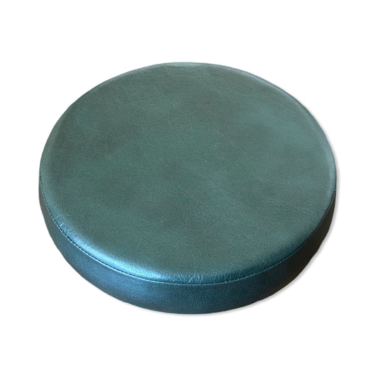 New Genuine Leather Money Green Bar Stool Top Handmade | Vintage Style | Replacement Seat 12 Inch