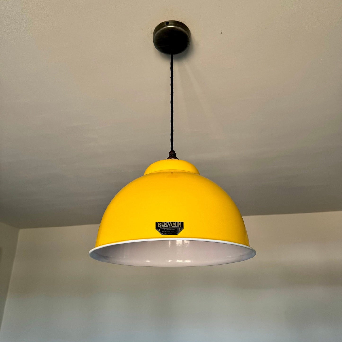 Morley XL ~ Summer Yellow Solid Steel Shade Pendant Set Light ~ 13 Inch