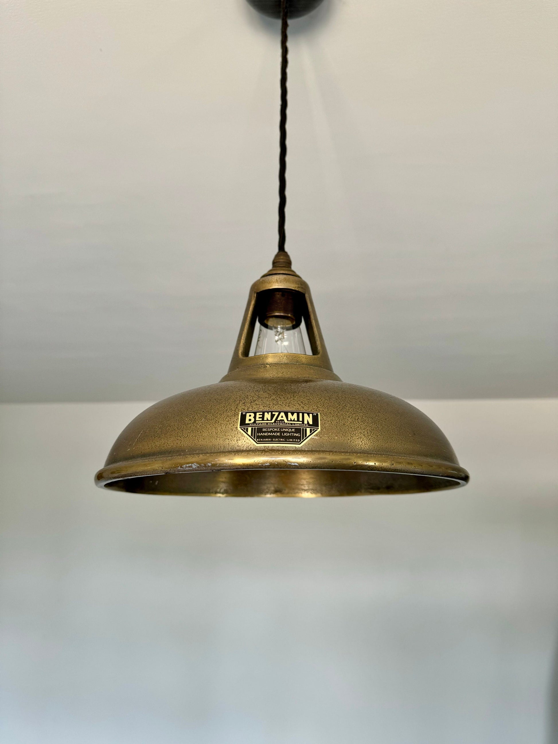 Cawston ~ Cast Antique Brass Lampshade Pendant Ceiling Light ~ 11 Inch