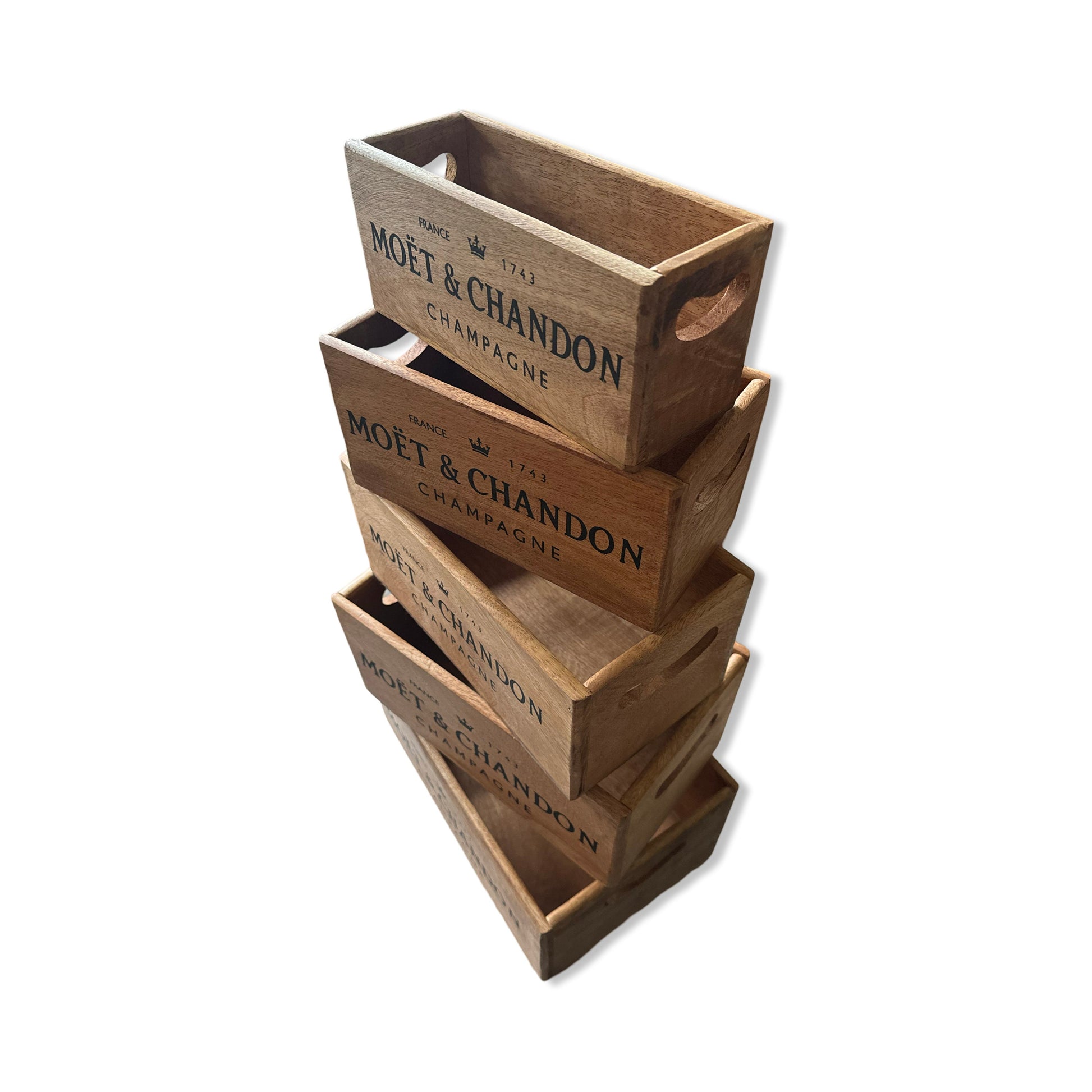 Storage Wooden Boxes Moët & Chandon Champagne Crates Natural Finish