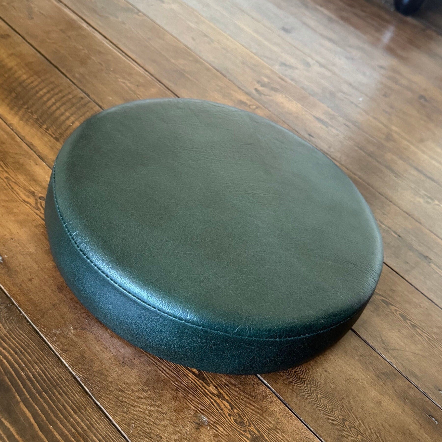 New Genuine Leather Money Green Bar Stool Top Handmade | Vintage Style | Replacement Seat 12 Inch