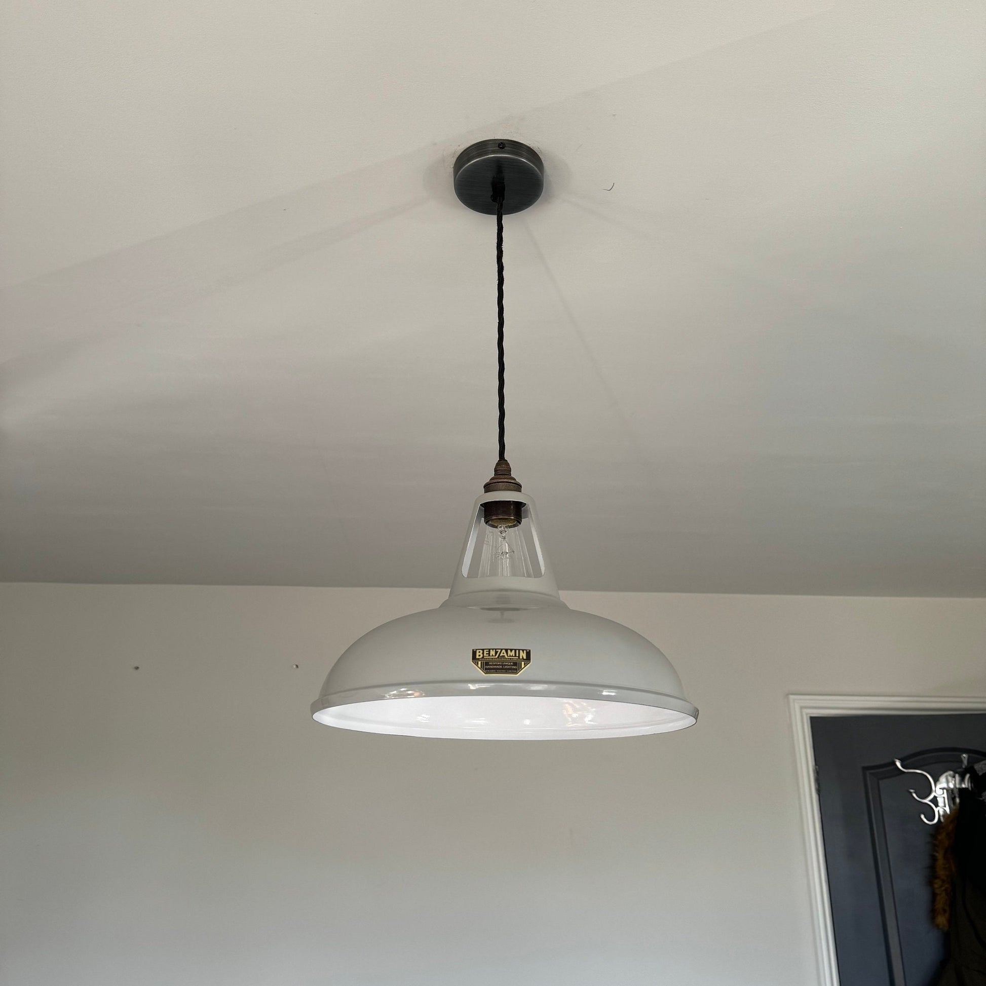 Cawston XL ~ Grey Solid Shade 1932 DesignPendant Set Light | Ceiling Dining Room | Kitchen Table | Vintage Filament Bulb 14 Inch