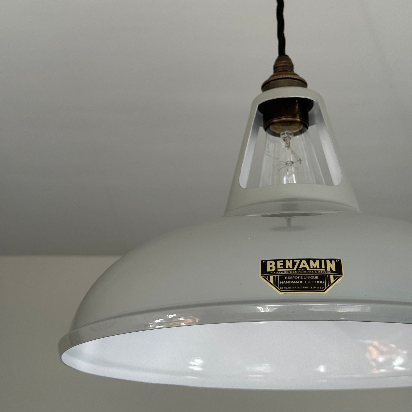 Cawston XL ~ Grey Solid Shade 1932 DesignPendant Set Light | Ceiling Dining Room | Kitchen Table | Vintage Filament Bulb 14 Inch