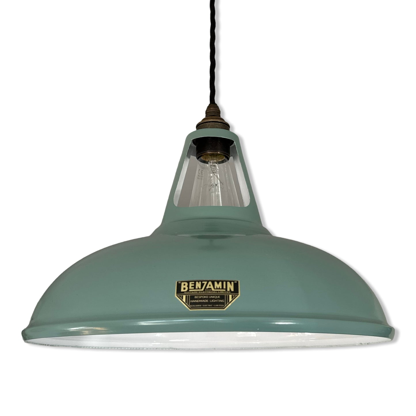 Cawston XL ~ Pistachio Green Solid Shade Slot Design Pendant Set Light ~ 14 Inch