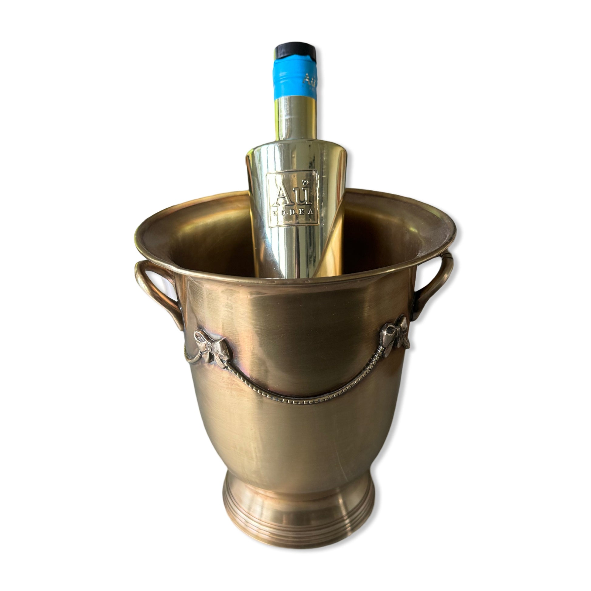 Solid Antique Brads Champagne Ice Bucket | Wine Cooler