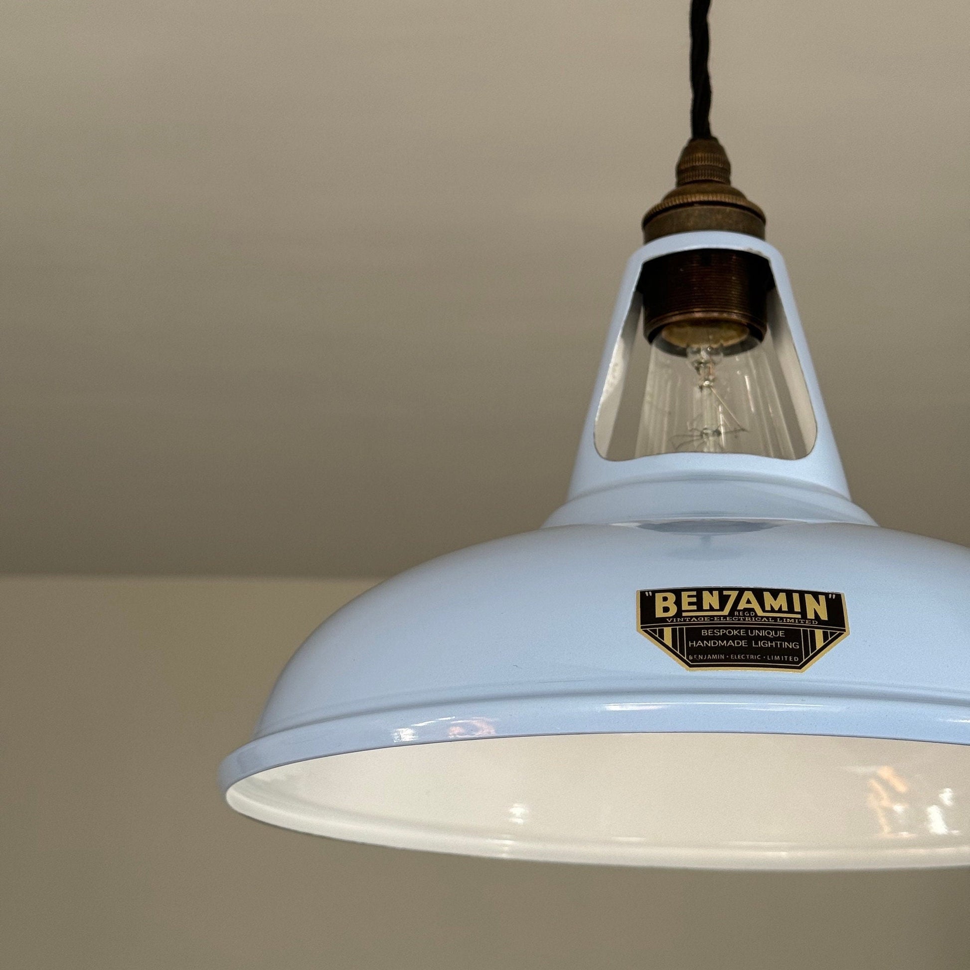 Cawston ~ Light Blue Solid Shade Slotted Design Pendant Set Light | Ceiling Dining Room | Kitchen Table | Vintage Filament Bulb 11 Inch