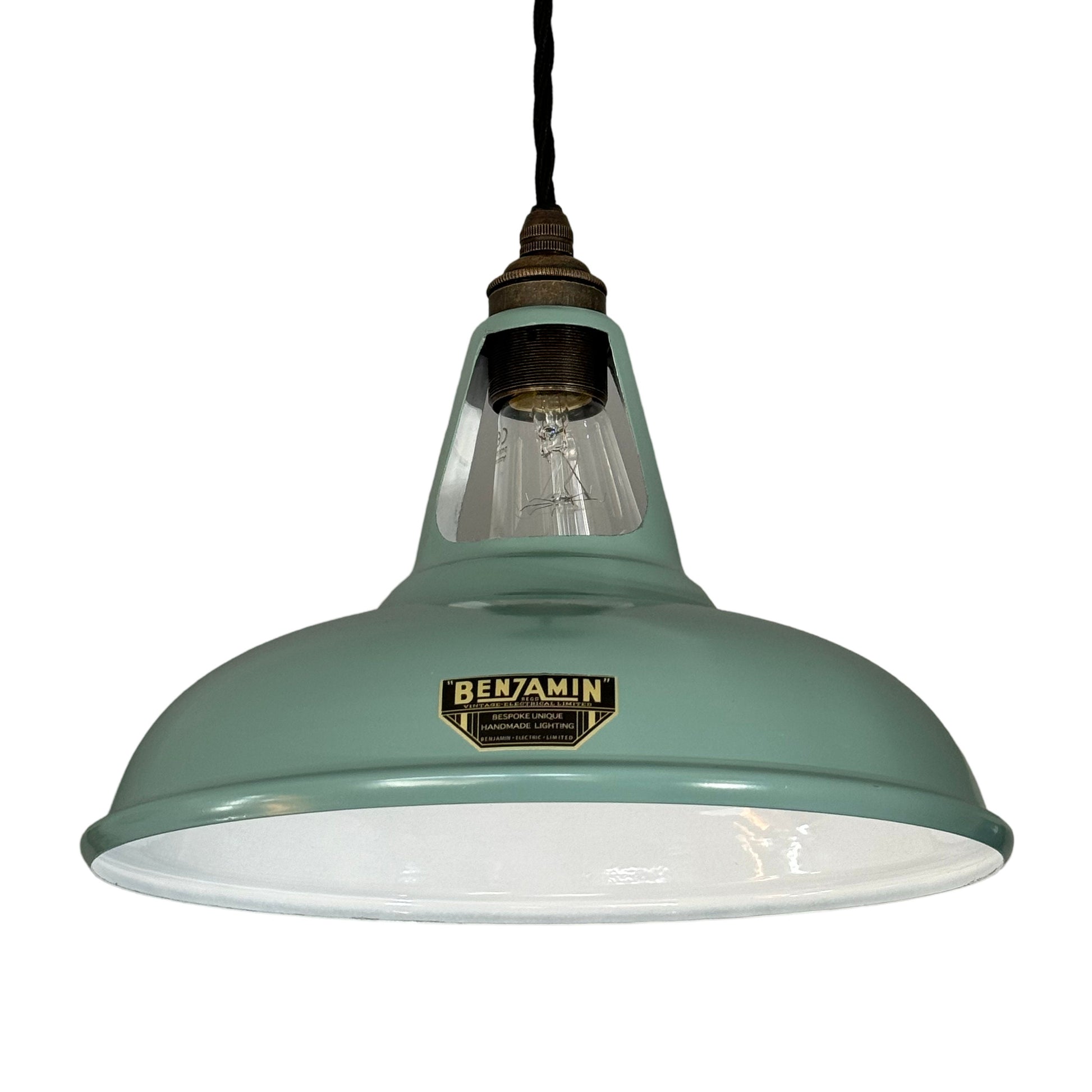 Cawston ~ Pistachio Green Solid Shade Slotted Design Pendant Set Light | Ceiling Dining Room | Kitchen Table | Vintage Filament Bulb 11 Inch