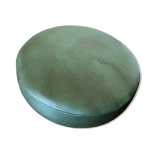 New Genuine Leather Vintage Green Bar Stool Top Handmade | Vintage Style | Replacement Seat 12 Inch