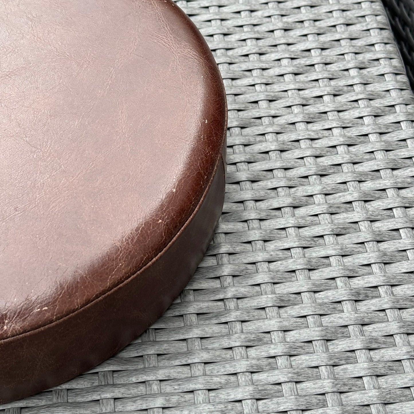 New Genuine Leather Vintage Brown Bar Stool Top Handmade | Vintage Style | Replacement Seat 12 Inch