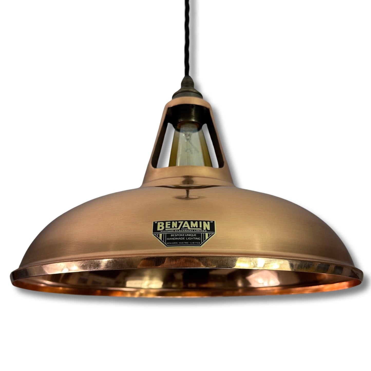 Cawston XL ~ Solid Copper Supersized Shade Slotted Design Pendant Set Light | Ceiling Dining Room | Kitchen Table | Large Coolie | 14 Inch