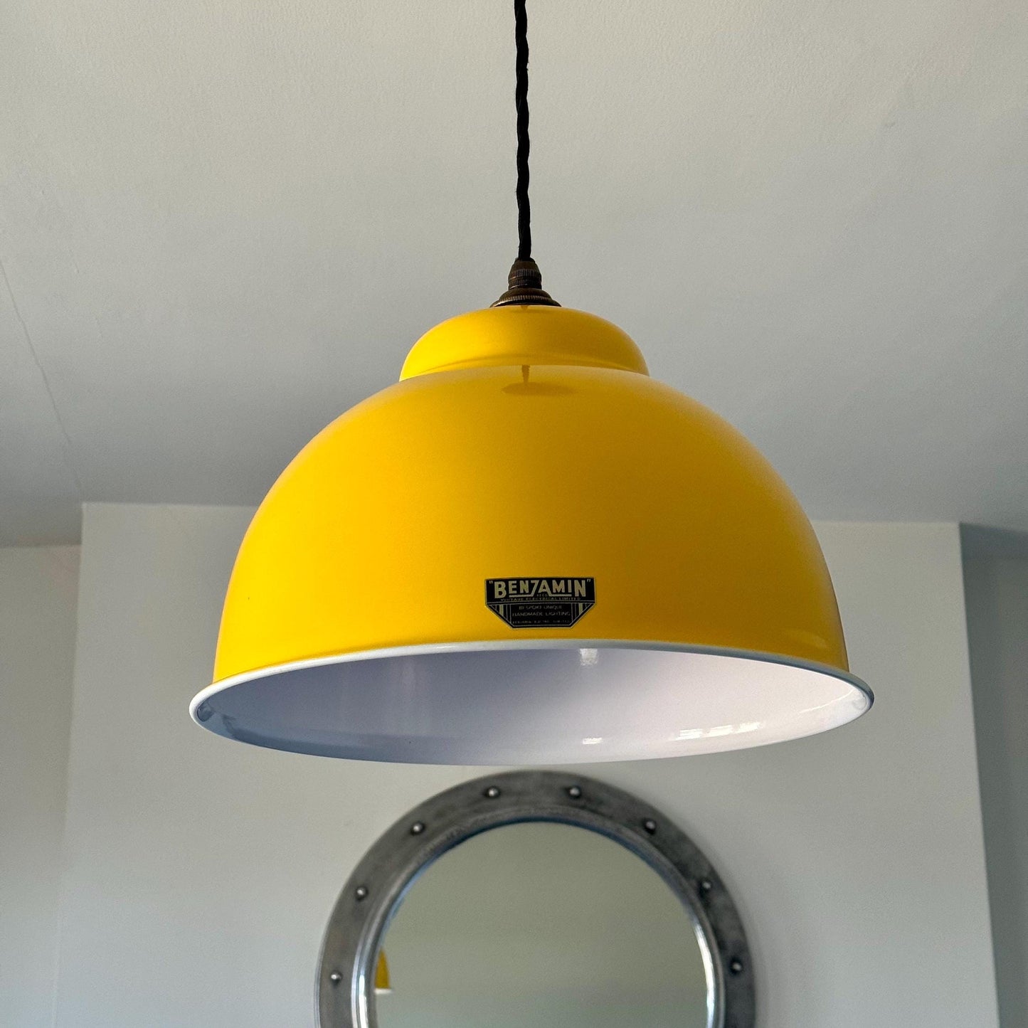 Morley XL ~ Summer Yellow Solid Steel Shade Pendant Set Light ~ 13 Inch