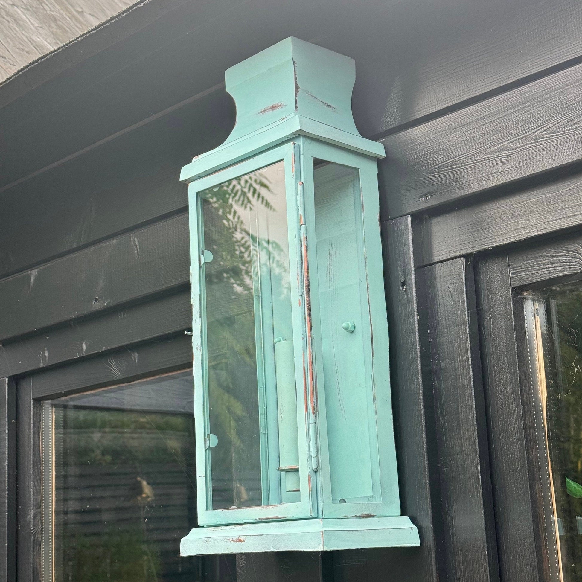 Reedham ~ Verdigris Flush Lantern Wall Sconce Light