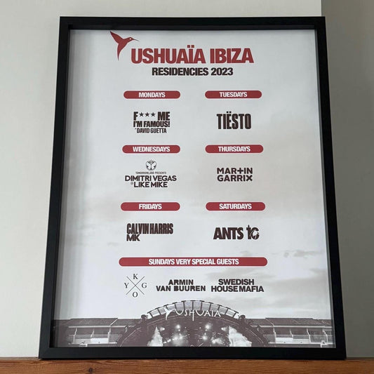 Ushuaia ~ Genuine Official Ibiza Framed Dj Artwork Travel Poster | Luxury Black Frame