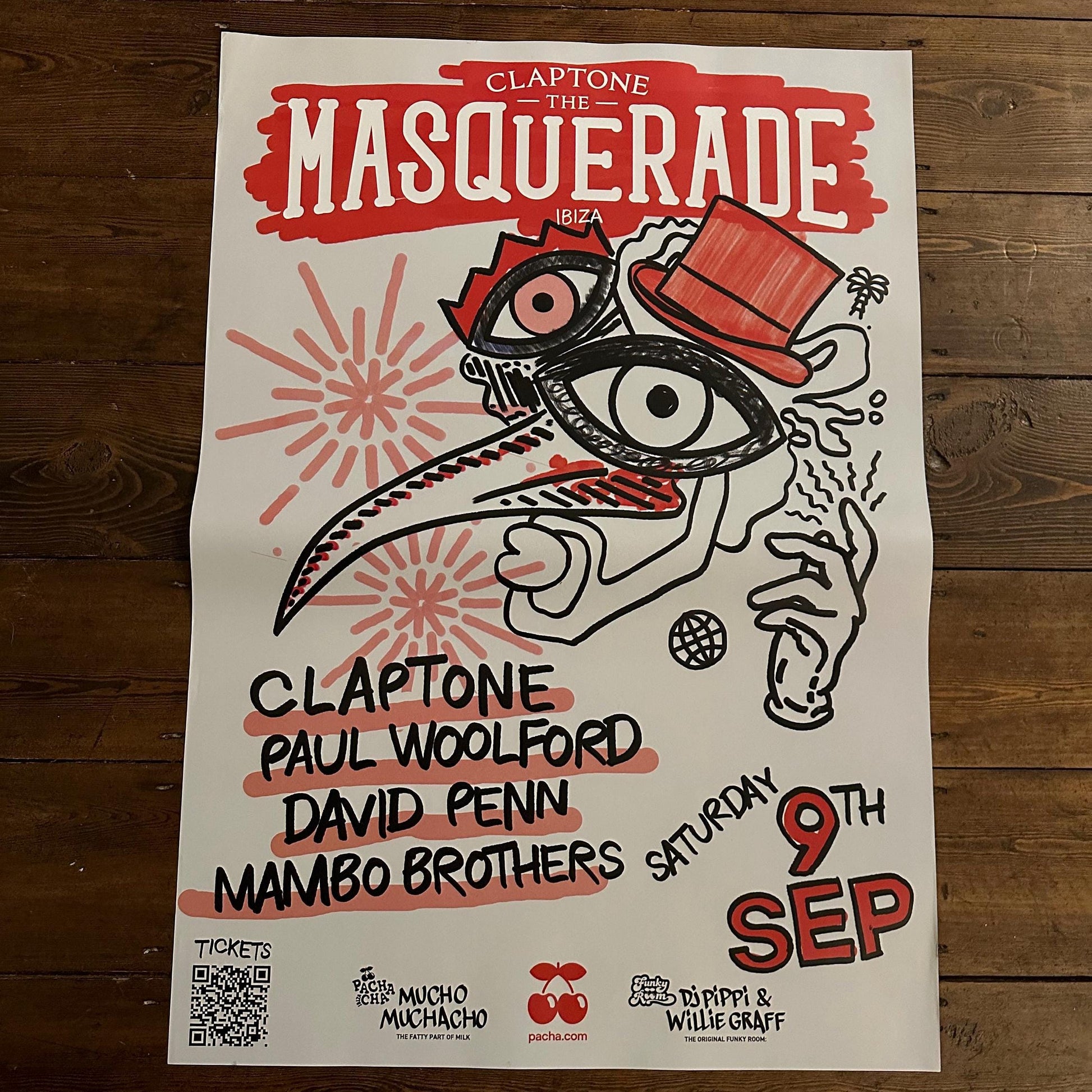 Masquerade ~ Genuine Official Pacha Ibiza Framed Dj Artwork Travel Poster | Luxury Black Frame