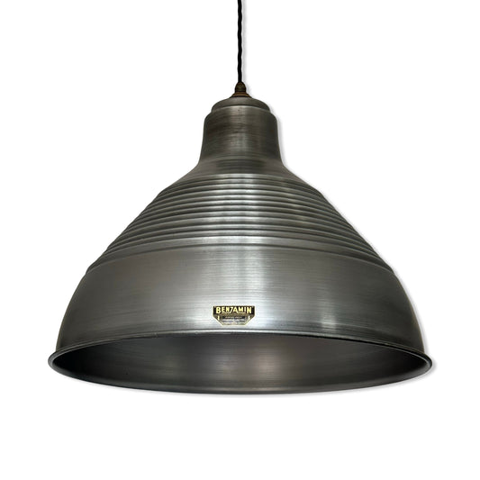 Burnham XXL ~ Pewter Industrial Shade Pendant Set Light | Ceiling Dining Room | Kitchen Table | 20 Inch