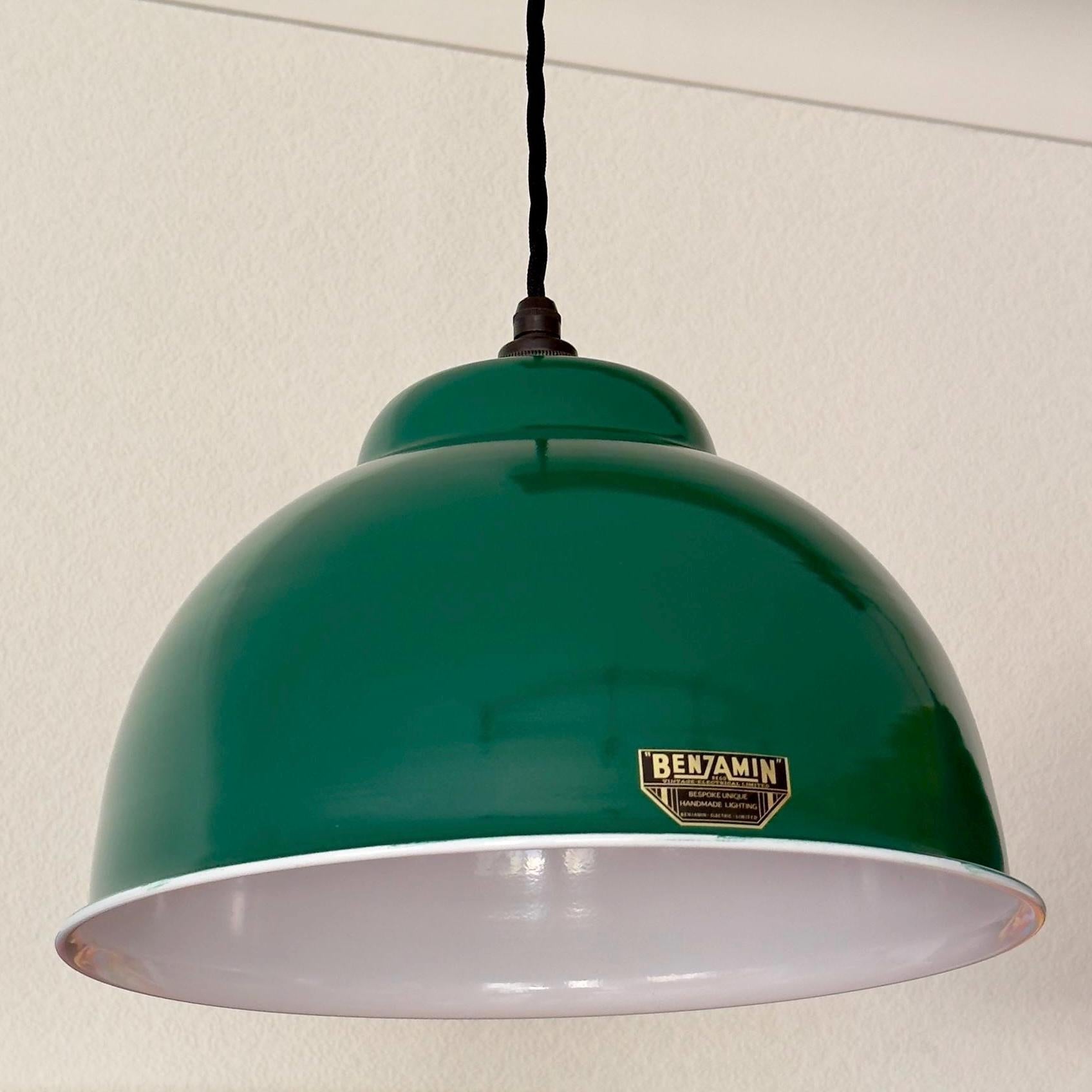 Morely XL ~ 3 x Racing Green Lampshade Pendant Set Wooden Track Light | Dining Room | Kitchen Table