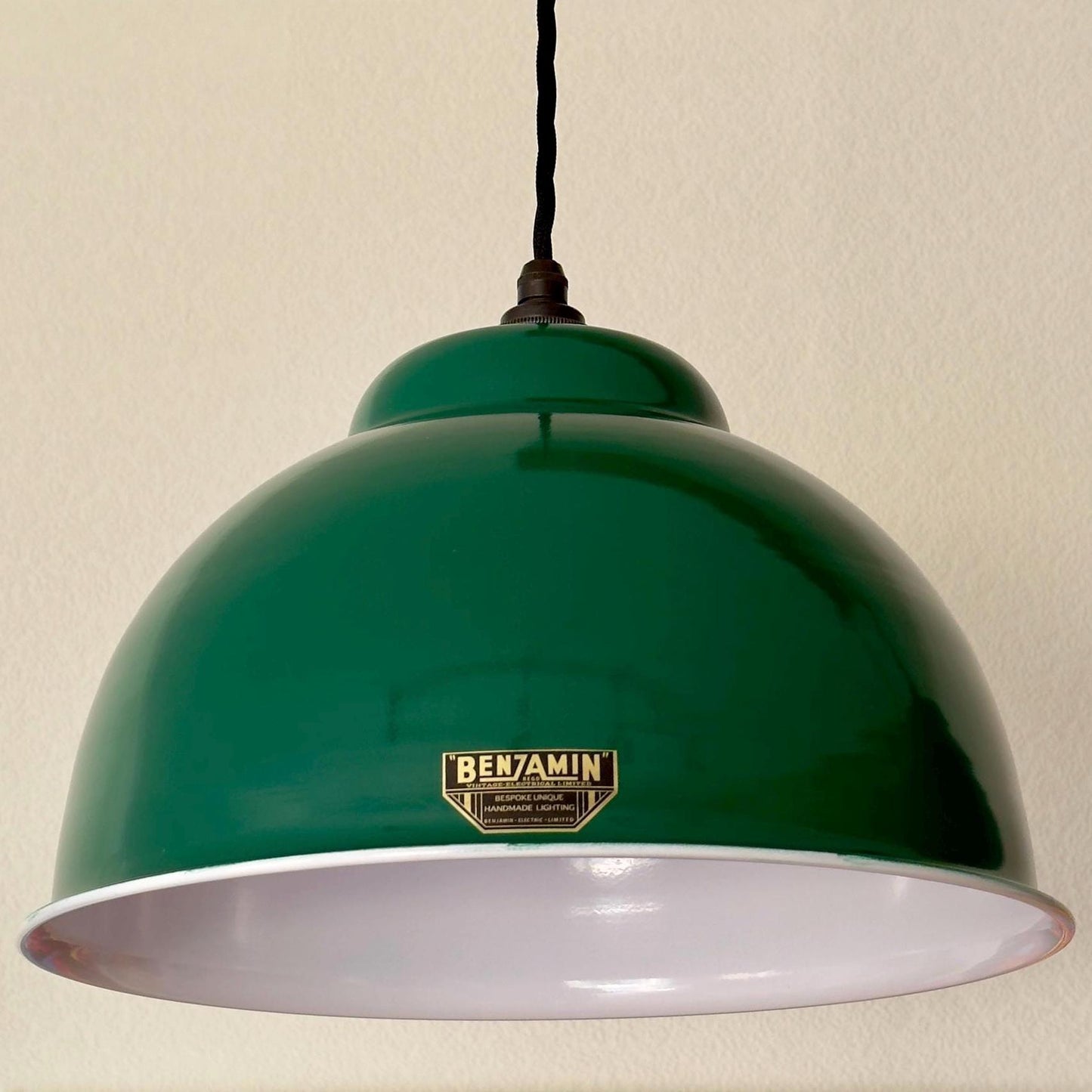 Morely XL ~ 3 x Racing Green Lampshade Pendant Set Wooden Track Light | Dining Room | Kitchen Table