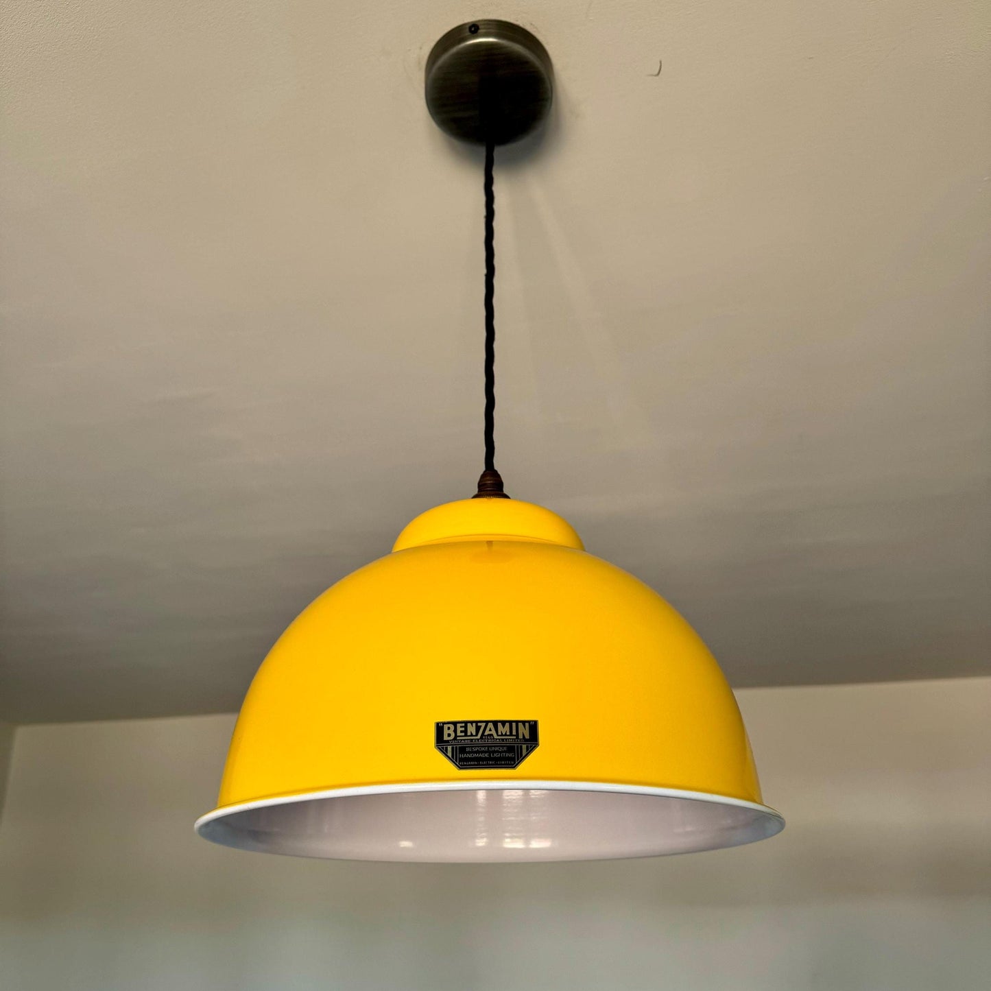 Morley XL ~ Summer Yellow Solid Steel Shade Pendant Set Light ~ 13 Inch