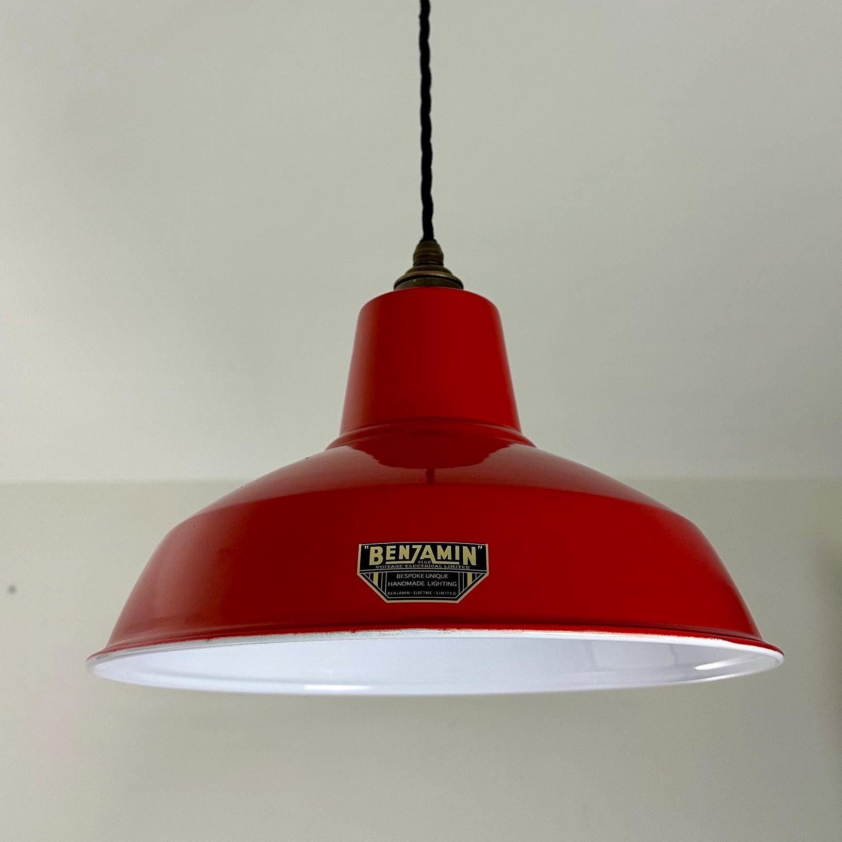 Filby ~ British Red Solid Lampshade Pendant Set Light ~ 12.5 Inch