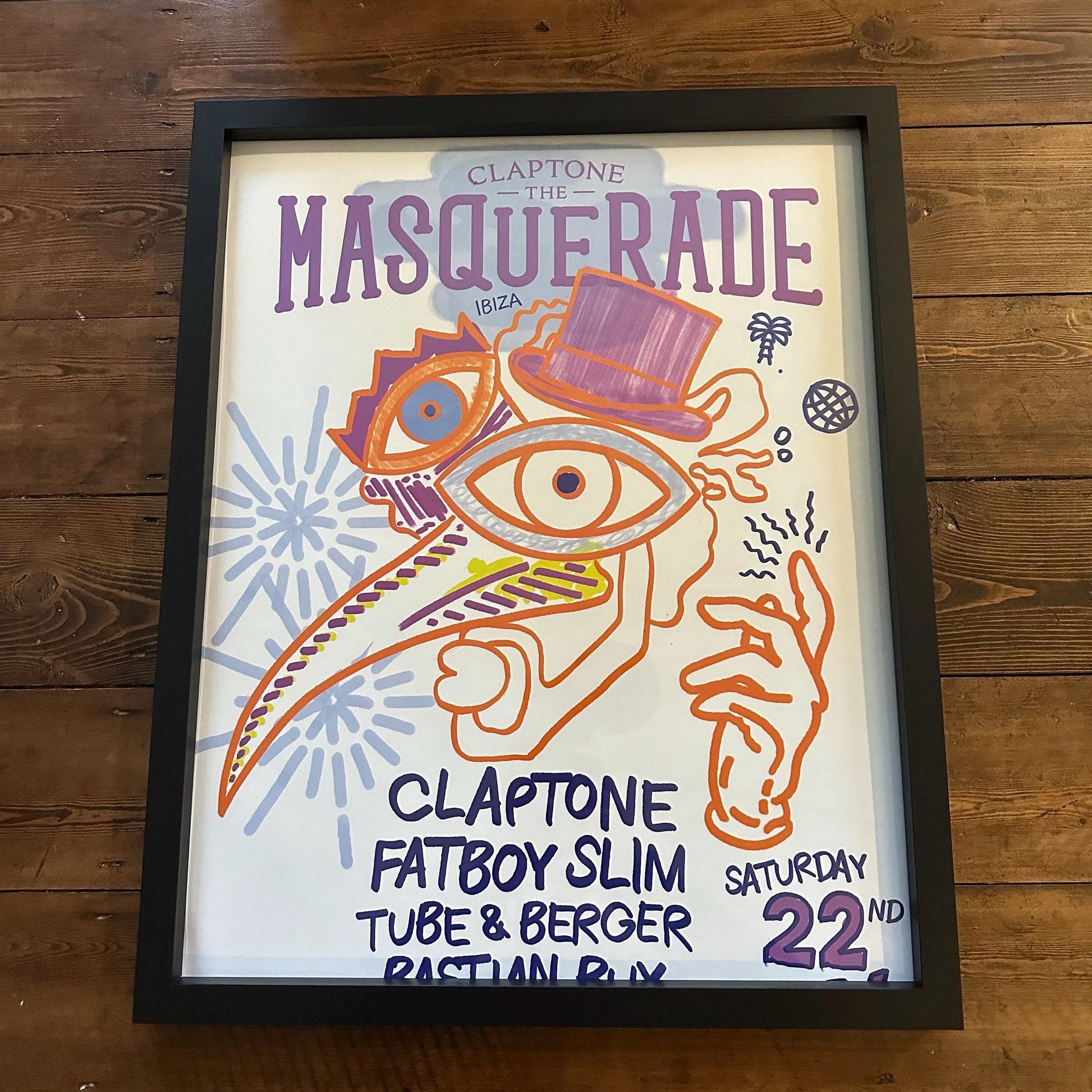 Masquerade ~ Genuine Official Pacha Ibiza Framed Dj Artwork Travel Poster | Luxury Black Frame