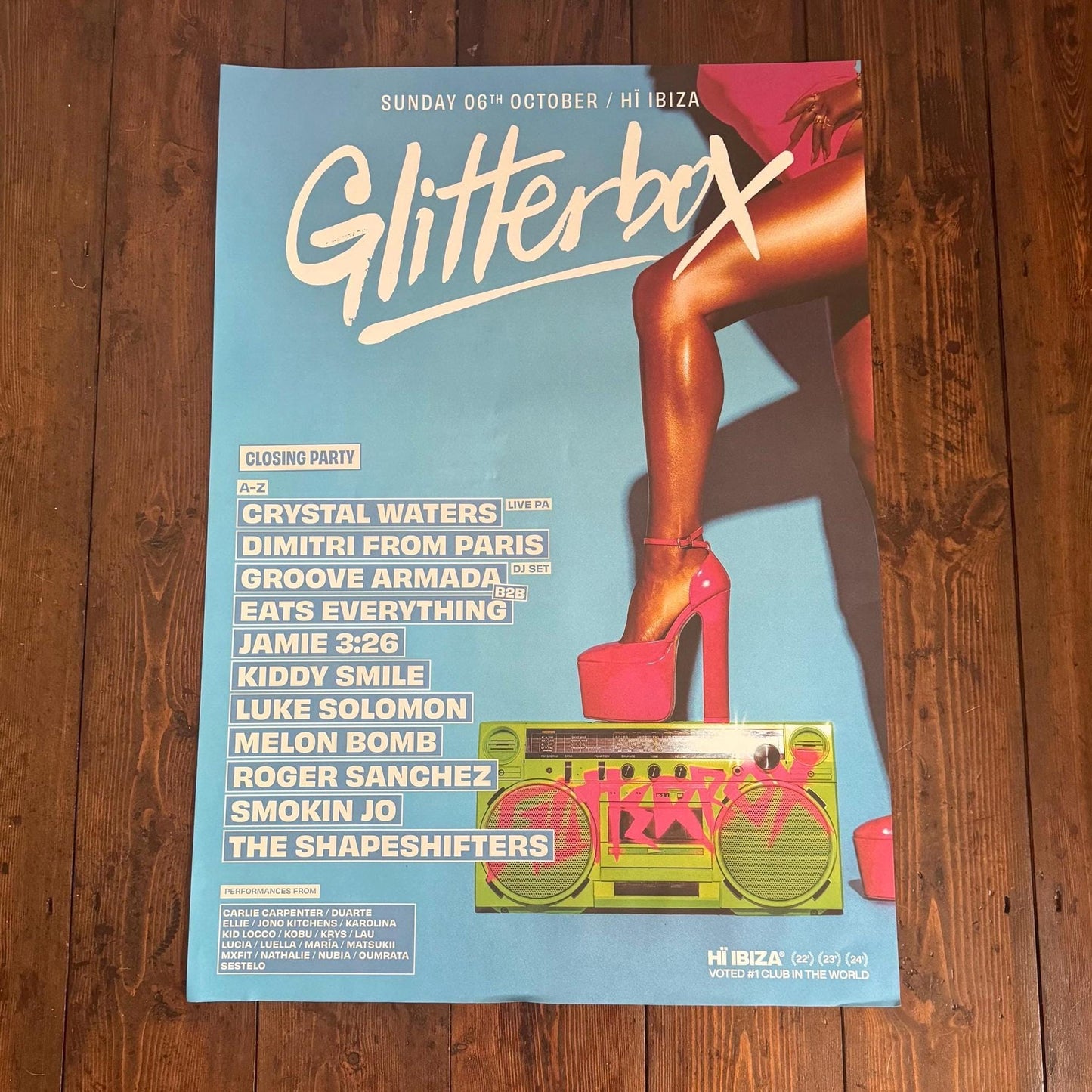 Rare Glitterbox Closing Party ~ Genuine Hi Ibiza Framed Dj Artwork | Luxury Black Frame