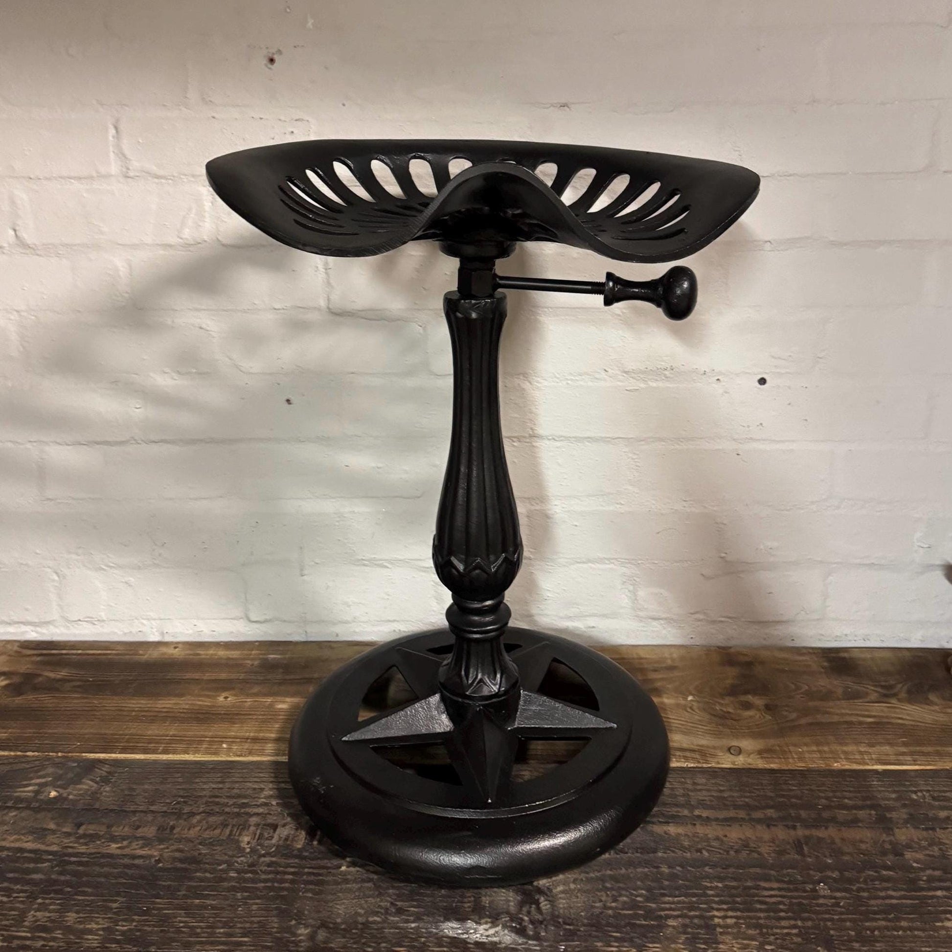 Black Tractor Seat Industrial Solid Bar Stool | Vintage Style | Solid Cast Metal | Floor Standing