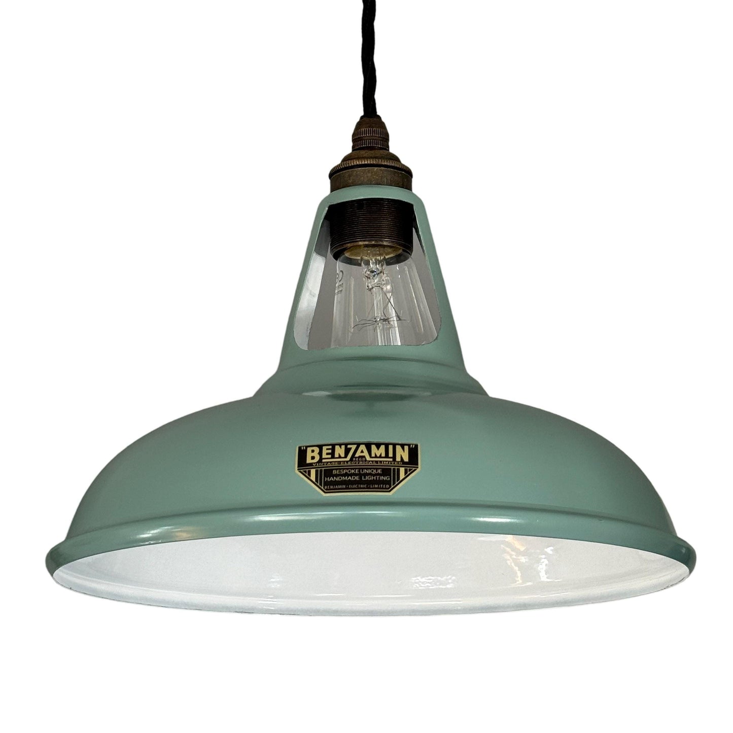 Cawston ~ Pistachio Green Solid Shade Slotted Design Pendant Set Light | Ceiling Dining Room | Kitchen Table | Vintage Filament Bulb 11 Inch