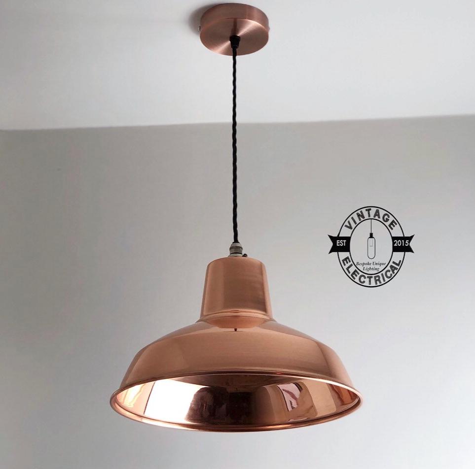 Filby ~ *Worn* Genuine Solid Copper Lampshade Pendant Ceiling Light ~ 12.5 Inch