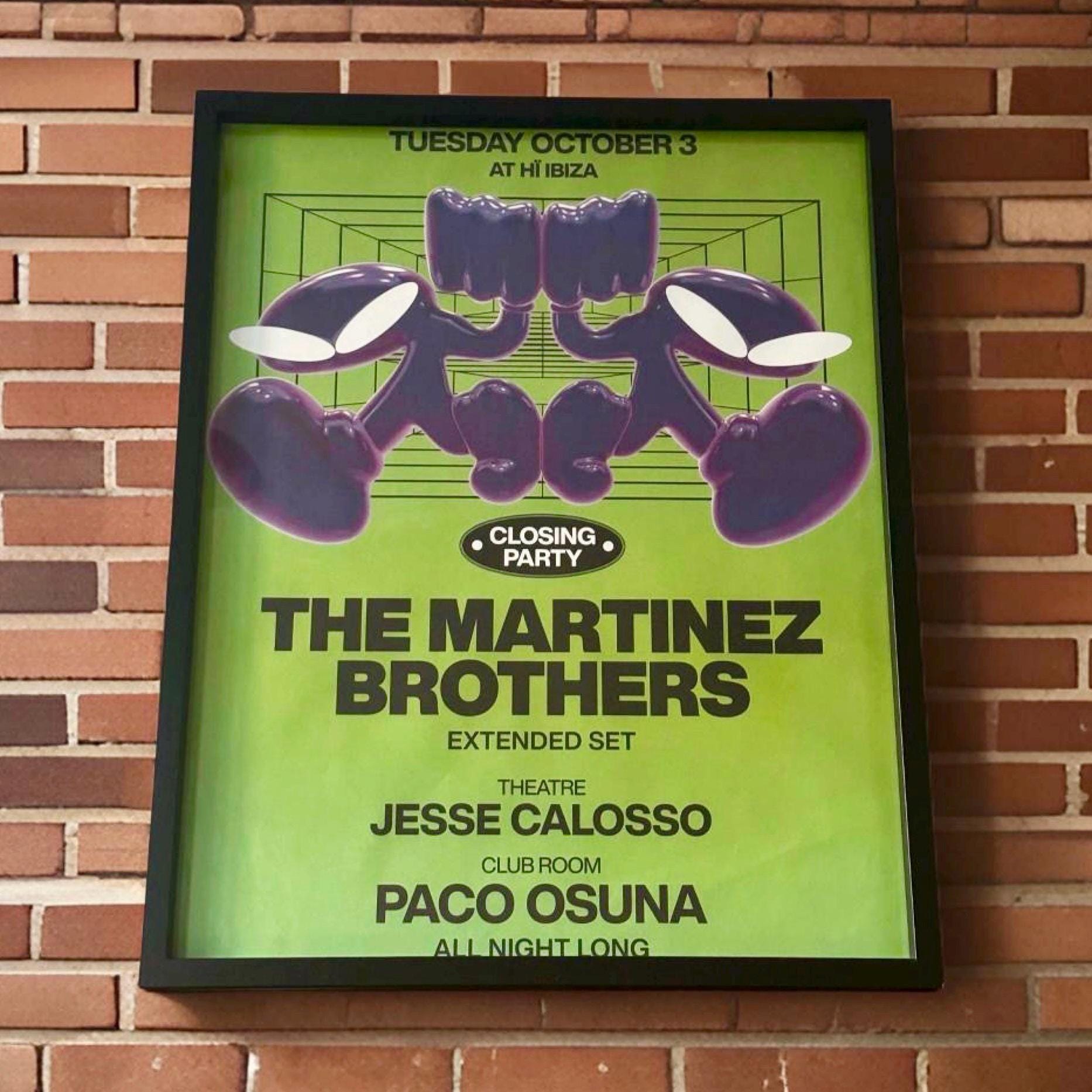 The Martinez Brothers ~ Genuine Hi Ibiza Framed Dj Artwork | A3 Luxury Black Frame