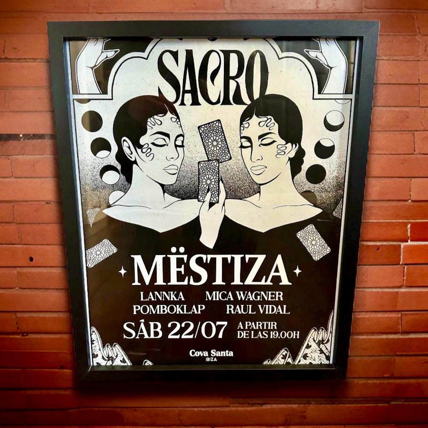 Sacro by Mëstiza ~ Cova Santa Framed Dj Artwork | Luxury Black Frame