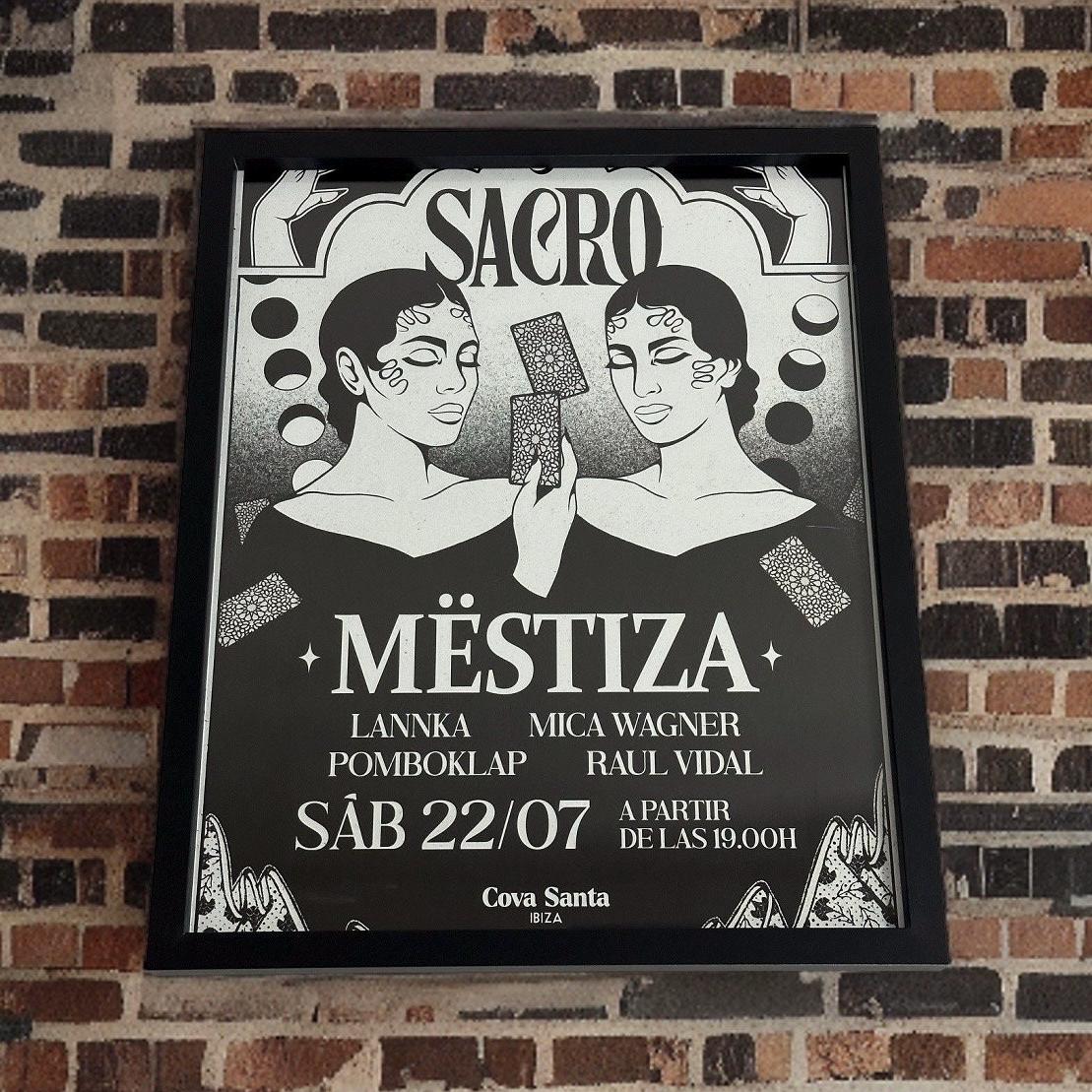 Sacro by Mëstiza ~ Cova Santa Framed Dj Artwork | Luxury Black Frame