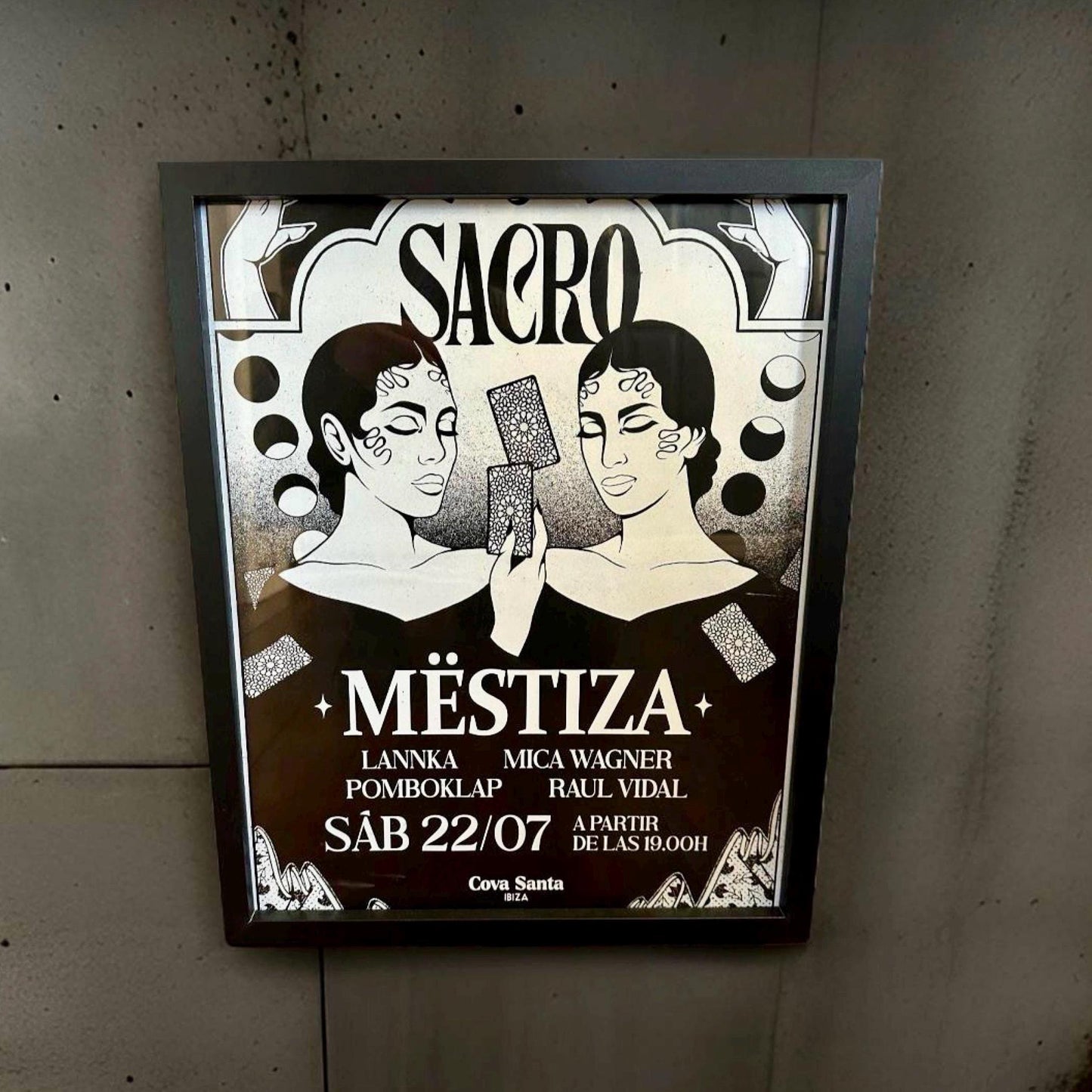 Sacro by Mëstiza ~ Cova Santa Framed Dj Artwork | Luxury Black Frame