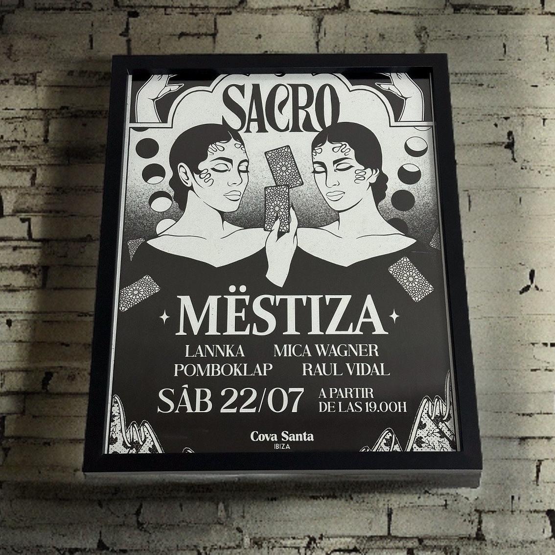 Sacro by Mëstiza ~ Cova Santa Framed Dj Artwork | Luxury Black Frame