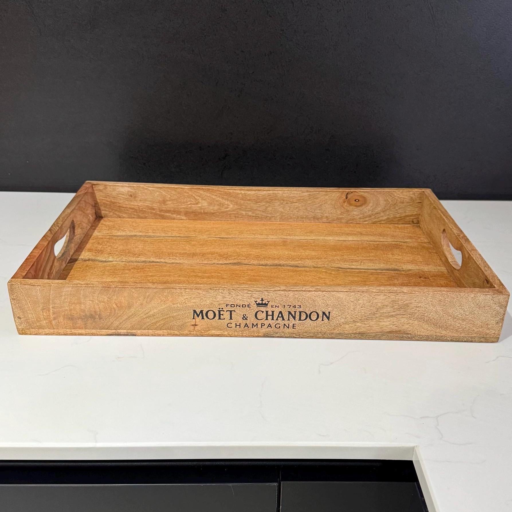 Wooden Serving Trays Moët & Chandon Champagne Butlers Crates Storage Boxes Natural Finish