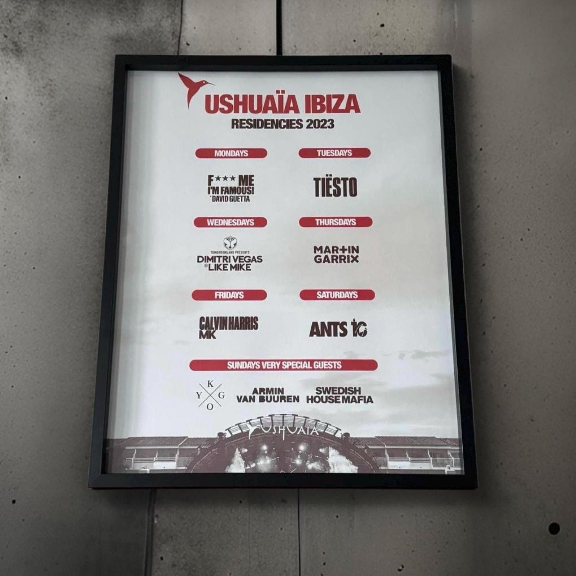 Ushuaia ~ Genuine Official Ibiza Framed Dj Artwork Travel Poster | Luxury Black Frame