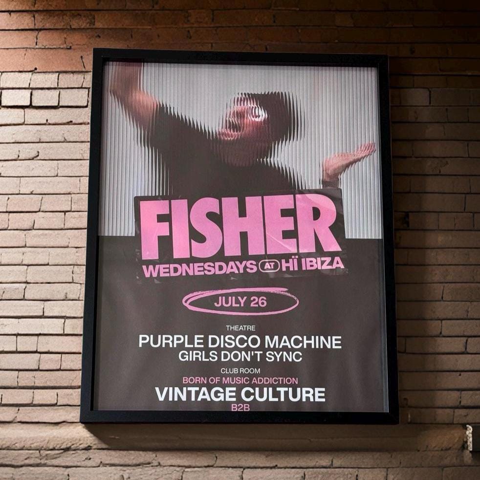 Fisher ~ Genuine Ibiza Framed Dj Artwork | Hi Ibiza | Luxury Black Frame