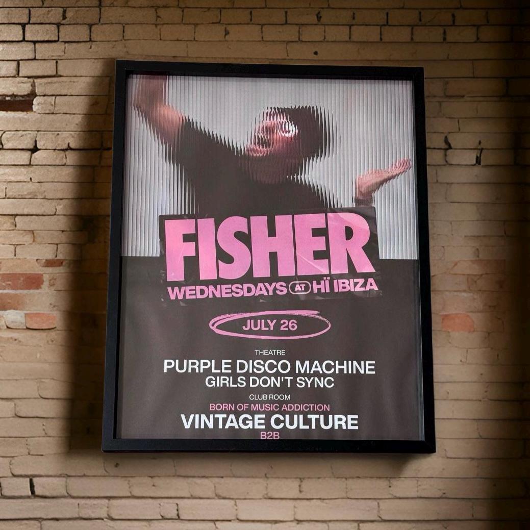 Fisher ~ Genuine Ibiza Framed Dj Artwork | Hi Ibiza | Luxury Black Frame