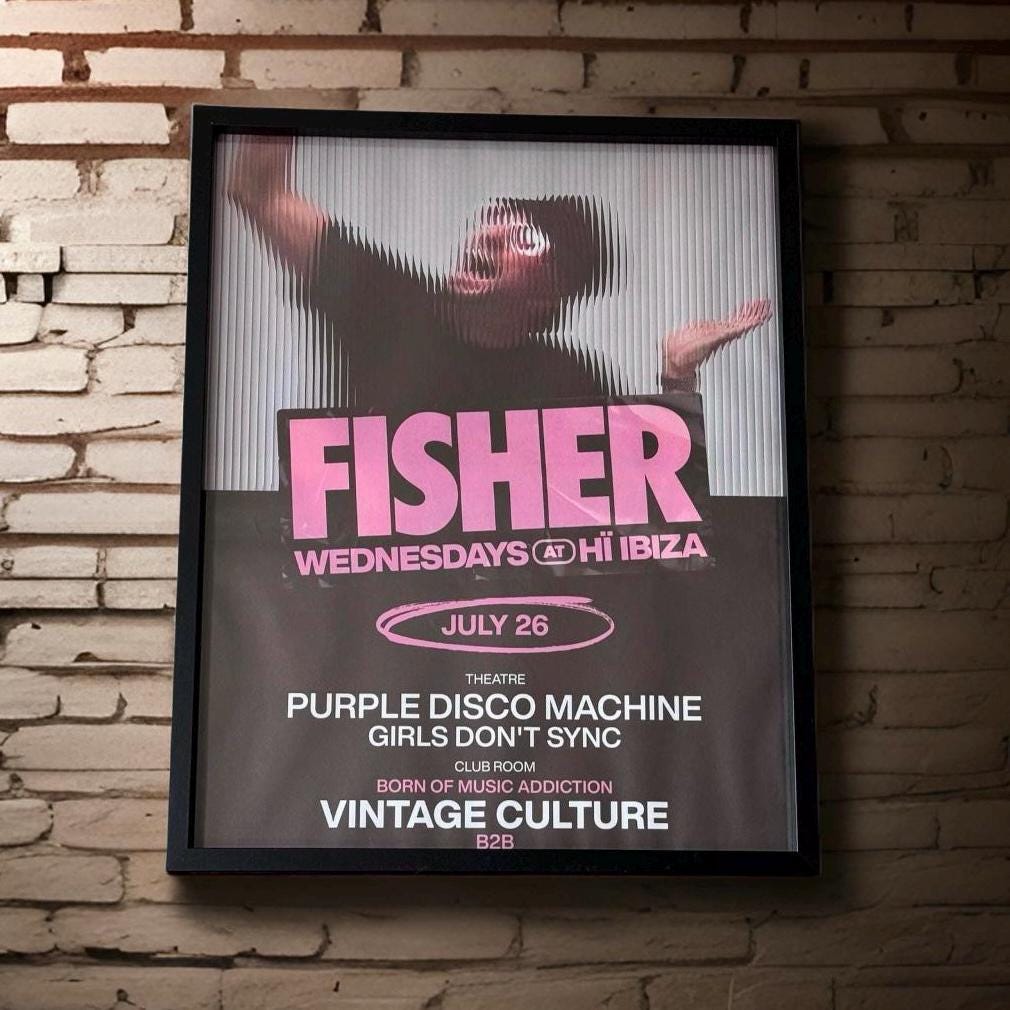 Fisher ~ Genuine Ibiza Framed Dj Artwork | Hi Ibiza | Luxury Black Frame