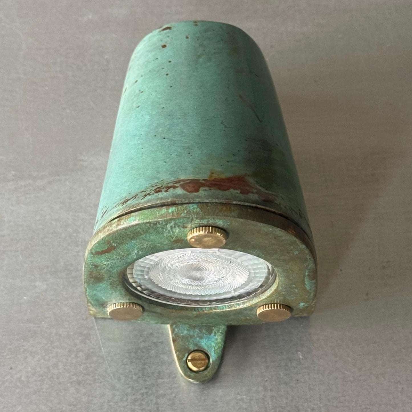 Holt ~ Solid Brass Verdigris Outdoor & Bathroom Mast Down Wall Light LED | 5 Inch