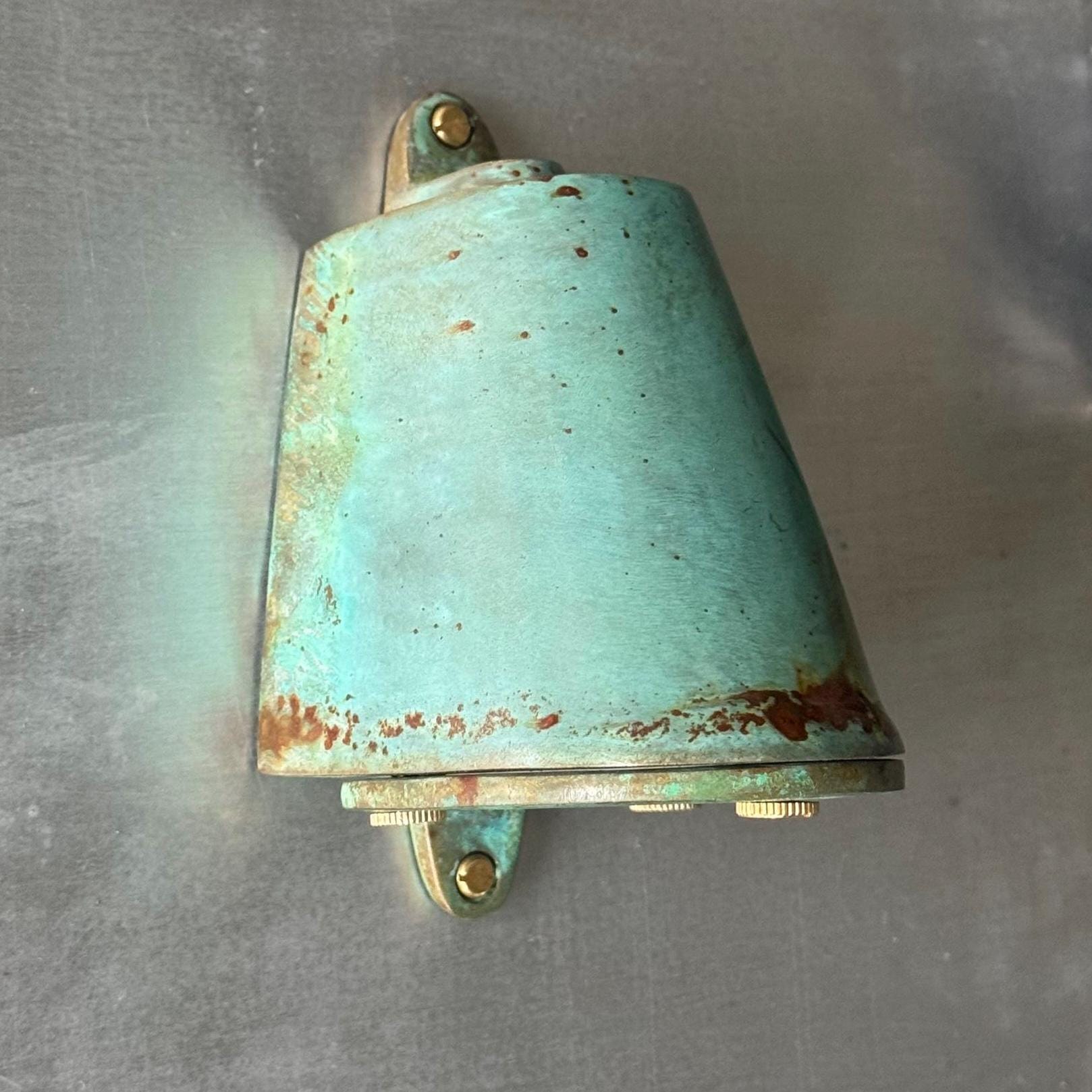 Holt ~ Solid Brass Verdigris Outdoor & Bathroom Mast Down Wall Light LED | 5 Inch