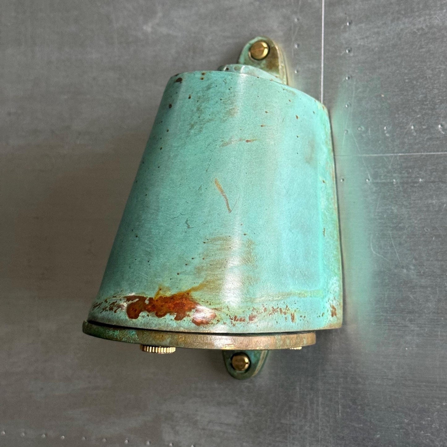 Holt ~ Solid Brass Verdigris Outdoor & Bathroom Mast Down Wall Light LED | 5 Inch