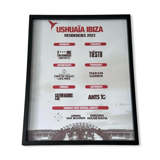 Ushuaia ~ Genuine Official Ibiza Framed Dj Artwork Travel Poster | Luxury Black Frame